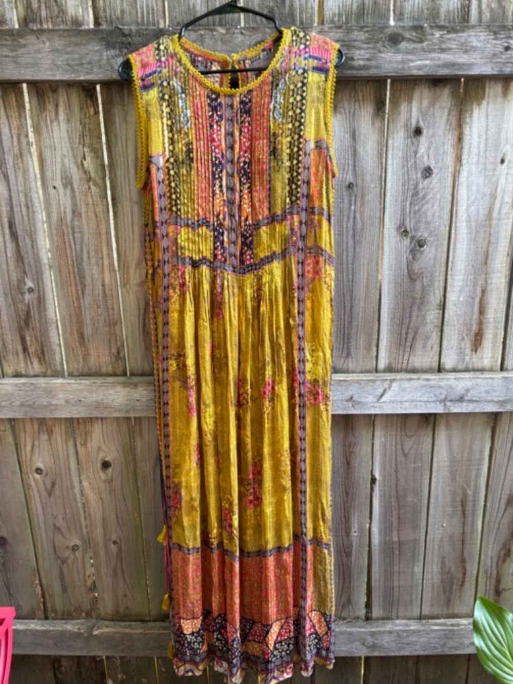 Bhanuni By Jyoti Anthropologie Citron Sleeveless Maxi Dress S with slip